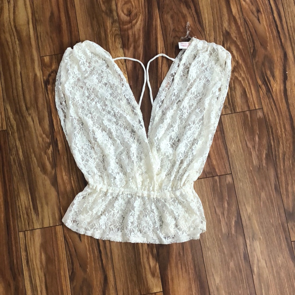 Deep V lace top